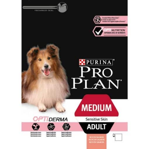 פרו פלאן OPTI DERMA סלמון לעור רגיש בכלבים בוגרים מגזע בינוני 14 ק