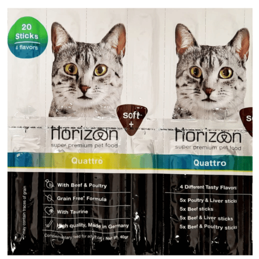 הורייזן סטיק קוואטרו 4 סוגי בשר חטיף לחתול 20יח'(חצויים) Horizon Cat Sticks